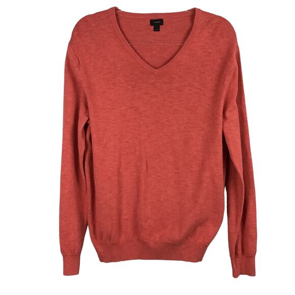 J. Crew Vintage Light Red V-Neck Pure Cotton Pullover Knit Sweater sz Large - Picture 2 of 8